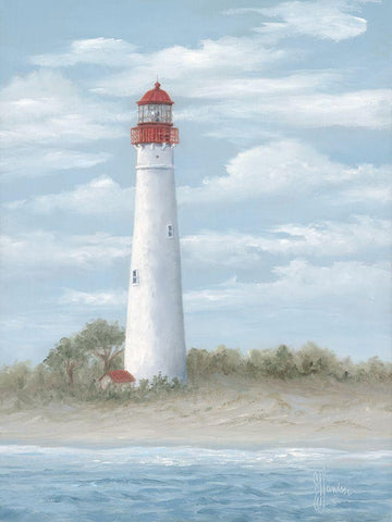 Cape May Light Black Ornate Wood Framed Art Print with Double Matting by Janisse, Georgia