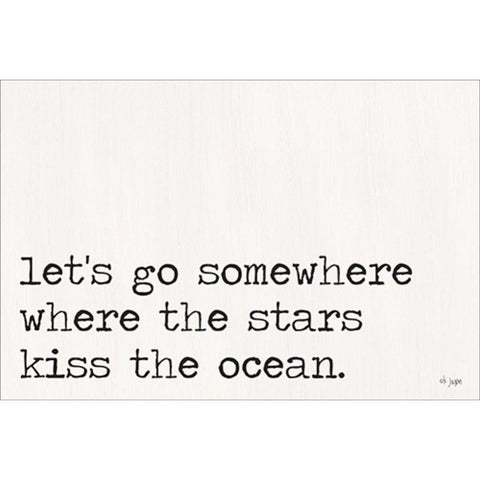 Where the Stars Kiss the Ocean White Modern Wood Framed Art Print by Jaxn Blvd.