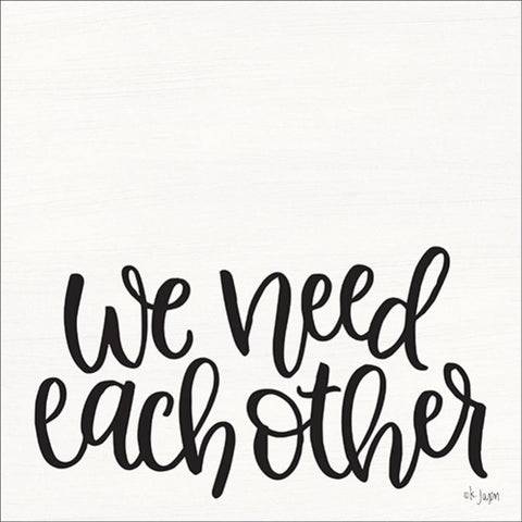 We Need Each Other White Modern Wood Framed Art Print by Jaxn Blvd.