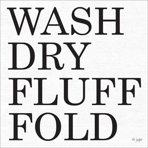 Wash-Dry-Fluff-Fold White Modern Wood Framed Art Print by Jaxn Blvd.