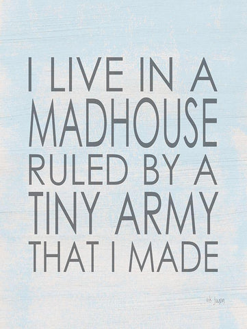 I Live in a Madhouse White Modern Wood Framed Art Print with Double Matting by Jaxn Blvd.