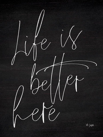 Life is Better Here White Modern Wood Framed Art Print with Double Matting by Jaxn Blvd.