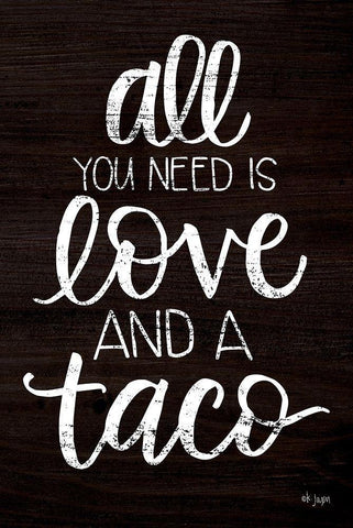 Love and a Taco White Modern Wood Framed Art Print with Double Matting by Jaxn Blvd.