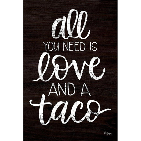 Love and a Taco Black Modern Wood Framed Art Print by Jaxn Blvd.