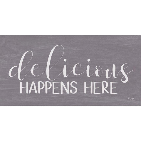 Delicious Happens Here Gold Ornate Wood Framed Art Print with Double Matting by Jaxn Blvd.