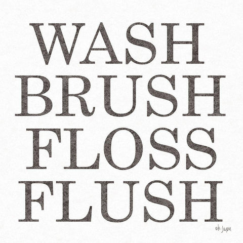 Wash Brush Floss Flush  Black Ornate Wood Framed Art Print with Double Matting by Jaxn Blvd.