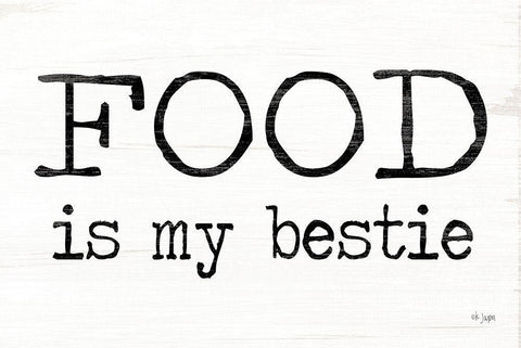 Food is My Bestie Black Ornate Wood Framed Art Print with Double Matting by Jaxn Blvd.