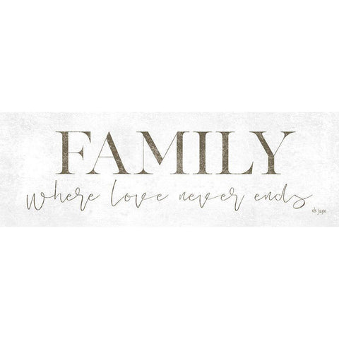 Family Where Love Never Ends Gold Ornate Wood Framed Art Print with Double Matting by Jaxn Blvd.