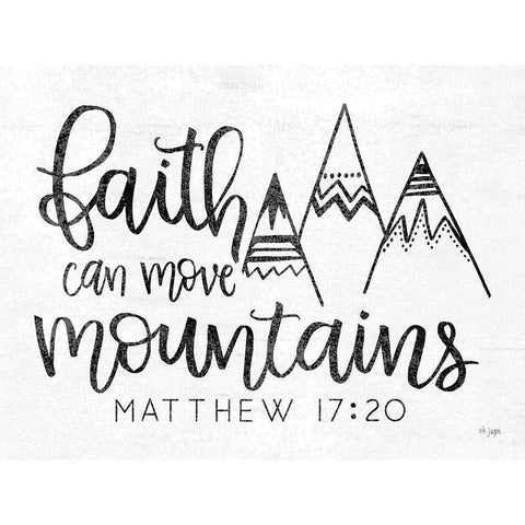 Faith Can Move Mountains Black Modern Wood Framed Art Print with Double Matting by Jaxn Blvd.