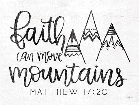 Faith Can Move Mountains White Modern Wood Framed Art Print with Double Matting by Jaxn Blvd.