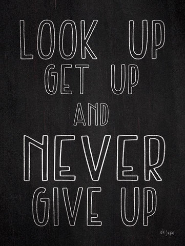 Never Give Up Black Ornate Wood Framed Art Print with Double Matting by Jaxn Blvd.