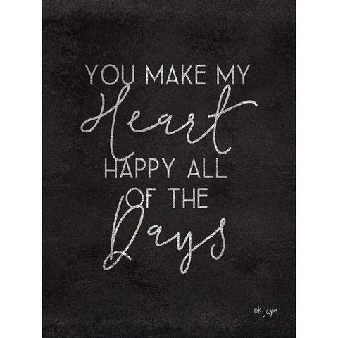 Happy Heart White Modern Wood Framed Art Print by Jaxn Blvd.