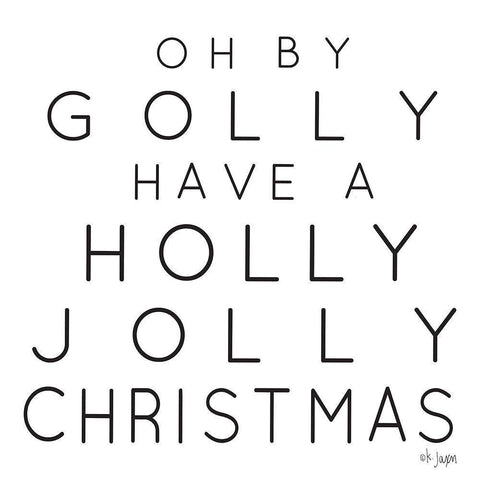 Holly Jolly Christmas White Modern Wood Framed Art Print with Double Matting by Jaxn Blvd.