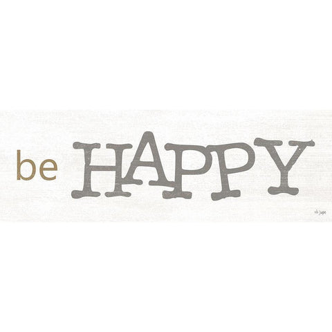 Be Happy Black Modern Wood Framed Art Print with Double Matting by Jaxn Blvd.