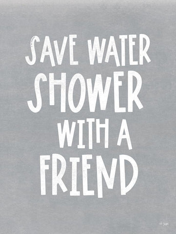 Save Water, Shower With a Friend Black Ornate Wood Framed Art Print with Double Matting by Jaxn Blvd.