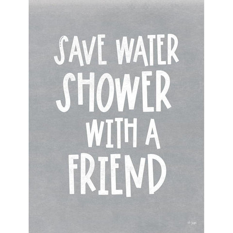 Save Water, Shower With a Friend Black Modern Wood Framed Art Print with Double Matting by Jaxn Blvd.