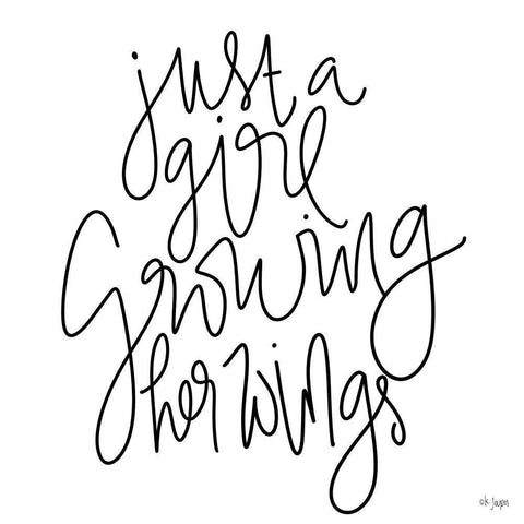 Growing Her Wings     White Modern Wood Framed Art Print by Jaxn Blvd.