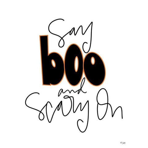 Say Boo and Scary On Black Modern Wood Framed Art Print with Double Matting by Jaxn Blvd.