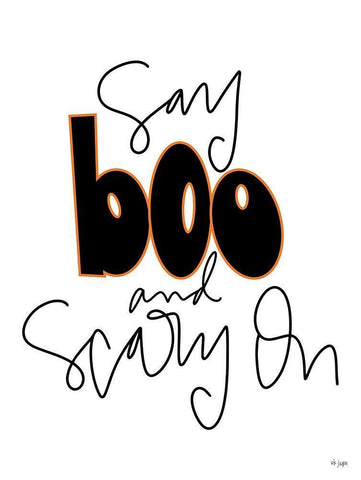 Say Boo and Scary On White Modern Wood Framed Art Print with Double Matting by Jaxn Blvd.