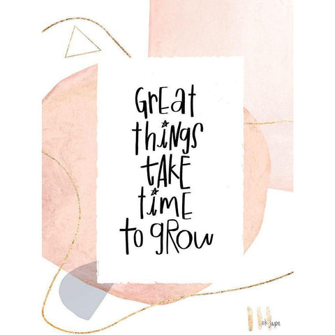 Great Things Take Time to Grow Black Modern Wood Framed Art Print with Double Matting by Jaxn Blvd.