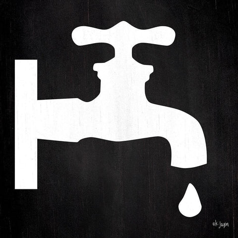 Faucet Drip White Modern Wood Framed Art Print by Jaxn Blvd.