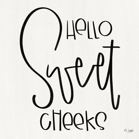 Hello Sweet Cheeks Gold Ornate Wood Framed Art Print with Double Matting by Jaxn Blvd.