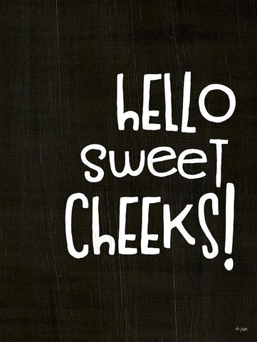 Hello Sweet Cheeks! White Modern Wood Framed Art Print with Double Matting by Jaxn Blvd.