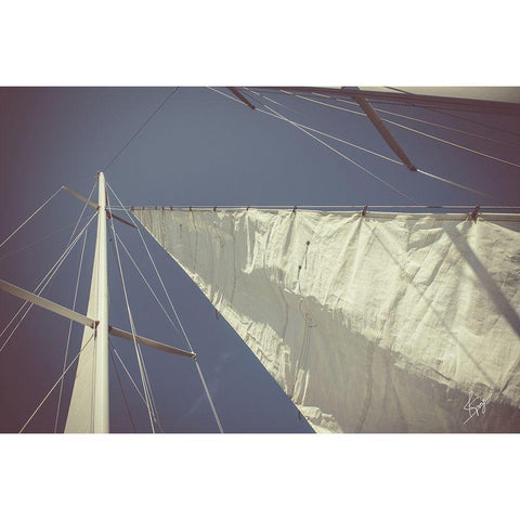 Sailing a Line Black Modern Wood Framed Art Print with Double Matting by Spivey, Justin