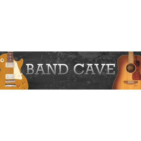 Band Cave Guitars Gold Ornate Wood Framed Art Print with Double Matting by Jones, John