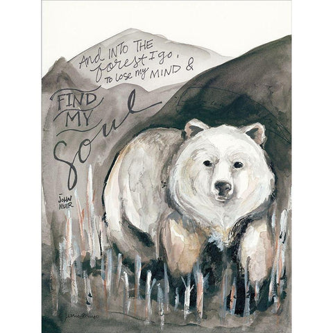 Find My Soul Bear White Modern Wood Framed Art Print by Mingo, Jessica