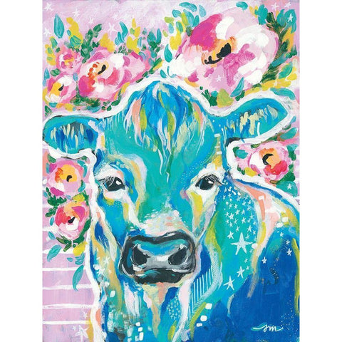 My Cow Star White Modern Wood Framed Art Print by Mingo, Jessica