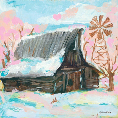 Windmill Barn Black Modern Wood Framed Art Print with Double Matting by Mingo, Jessica
