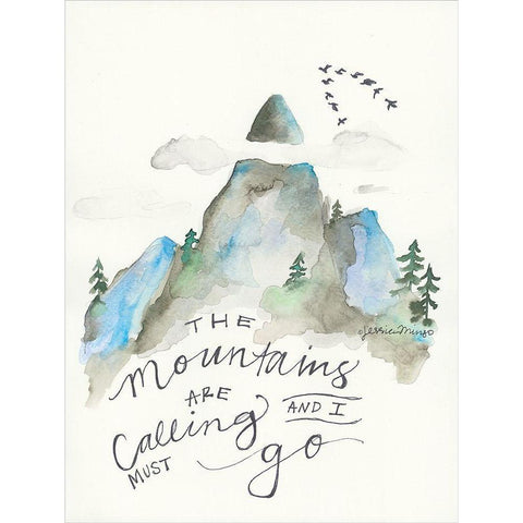 The Mountains are Calling Black Modern Wood Framed Art Print with Double Matting by Mingo, Jessica