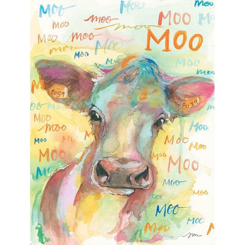 Country Cow Black Modern Wood Framed Art Print with Double Matting by Mingo, Jessica
