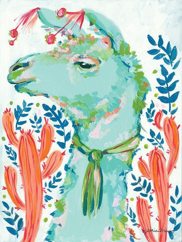 Llama in the Desert Black Ornate Wood Framed Art Print with Double Matting by Mingo, Jessica