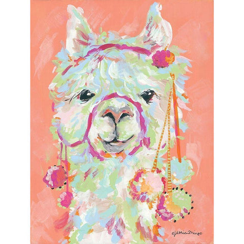 Llama Love Black Modern Wood Framed Art Print with Double Matting by Mingo, Jessica