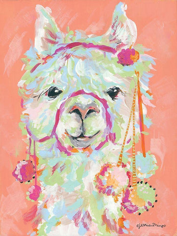 Llama Love White Modern Wood Framed Art Print with Double Matting by Mingo, Jessica