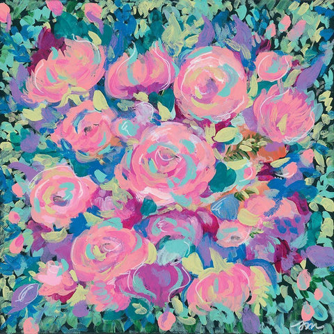 Pink Blossoms Black Ornate Wood Framed Art Print with Double Matting by Mingo, Jessica