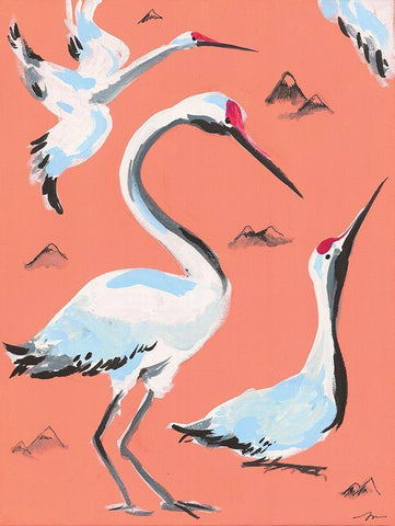 Storks I White Modern Wood Framed Art Print with Double Matting by Mingo, Jessica
