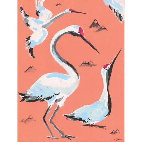 Storks I White Modern Wood Framed Art Print by Mingo, Jessica