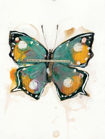 Collage Butterfly White Modern Wood Framed Art Print with Double Matting by Mingo, Jessica