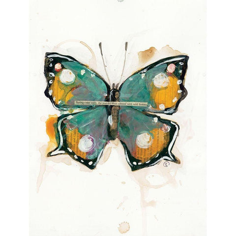Collage Butterfly White Modern Wood Framed Art Print by Mingo, Jessica