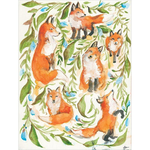 Fox Trot Black Modern Wood Framed Art Print with Double Matting by Mingo, Jessica