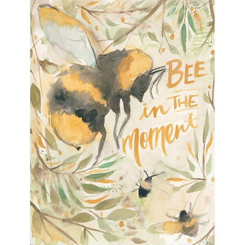 Bee in the Moment Black Modern Wood Framed Art Print by Mingo, Jessica