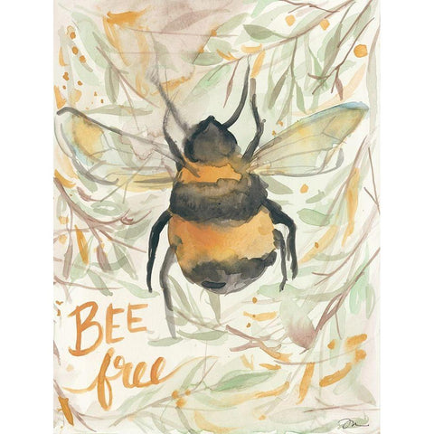 Bee Free Black Modern Wood Framed Art Print by Mingo, Jessica