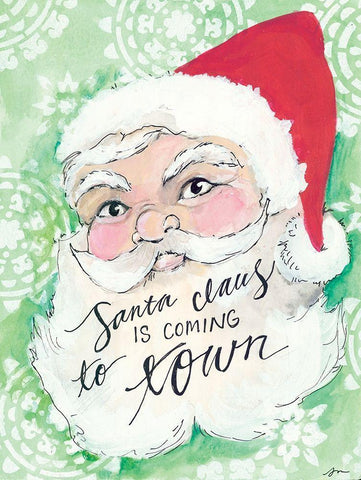 Santa is Coming to Town White Modern Wood Framed Art Print with Double Matting by Mingo, Jessica