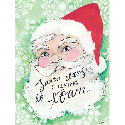 Santa is Coming to Town Black Modern Wood Framed Art Print with Double Matting by Mingo, Jessica