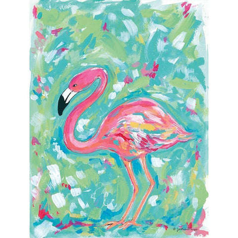 Summer Flamingo Gold Ornate Wood Framed Art Print with Double Matting by Mingo, Jessica