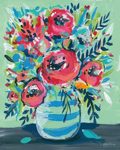 Sophias Flowers Black Ornate Wood Framed Art Print with Double Matting by Mingo, Jessica