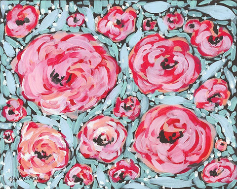 Rose Party Black Ornate Wood Framed Art Print with Double Matting by Mingo, Jessica